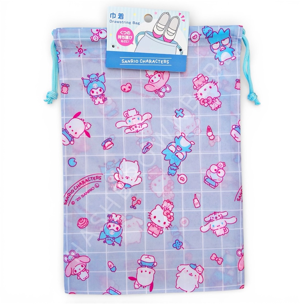 NWT Sanrio Characters Drawstring Bag, Cute Kawaii Pink And Gray Pouch For Women